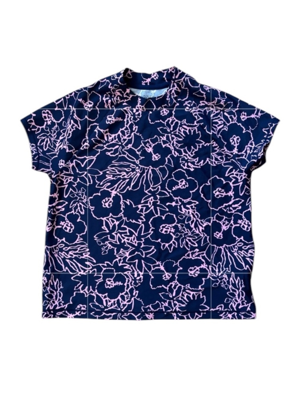 Athleta Girl Swim Shirt Blue Pink Tropical Floral Size L / 12